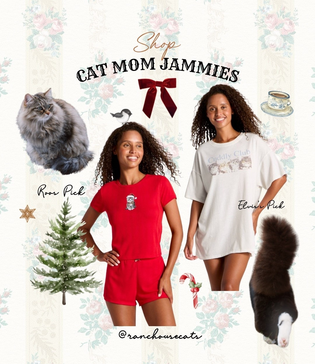 cutest cozy christmas cat jammie set + oversized sleep dress 🐈🎄🤍 

#LTKFindsUnder50 #LTKHoliday #LTKPets