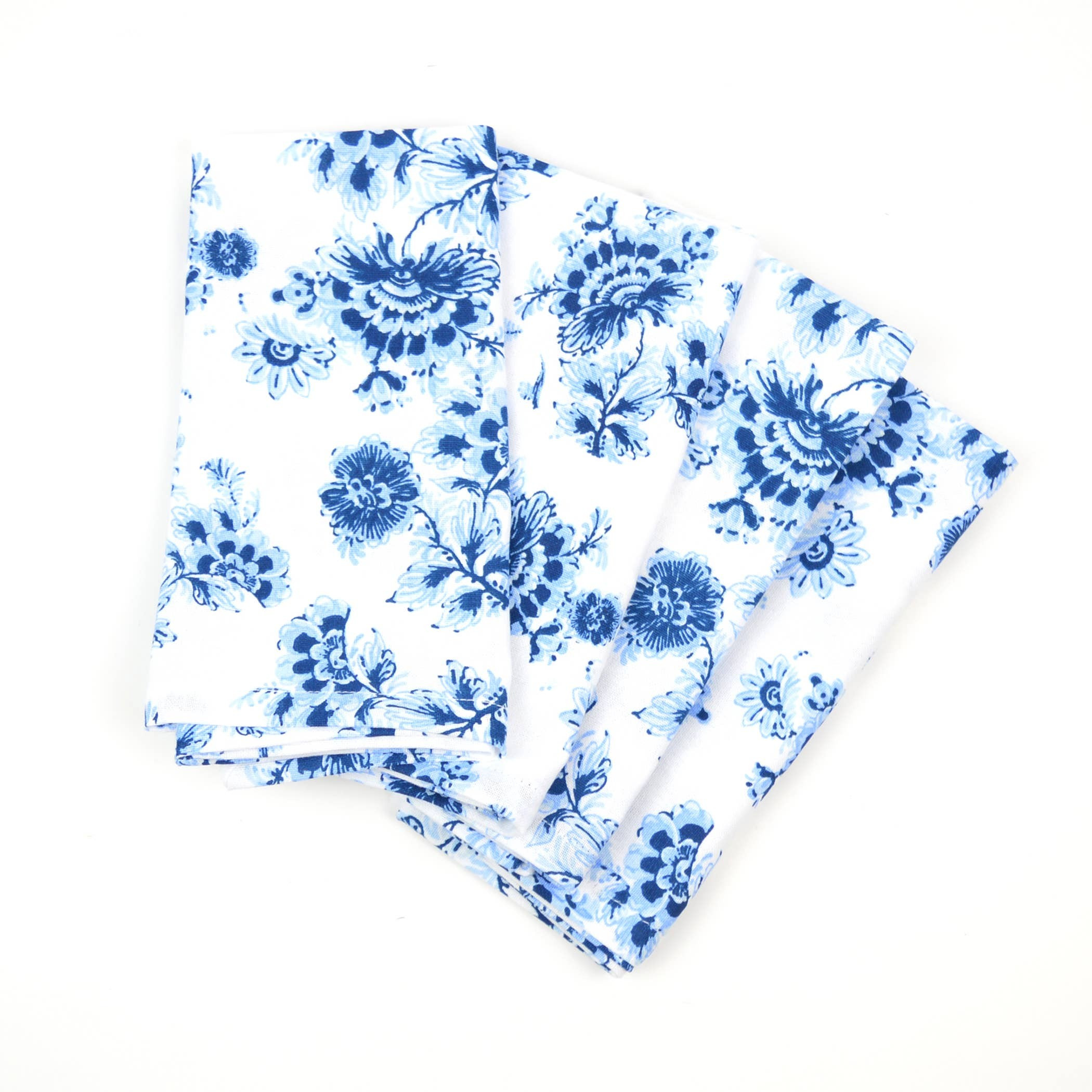 Blue Floral Printed Dinner Napkin Set | Palm Beach Collective