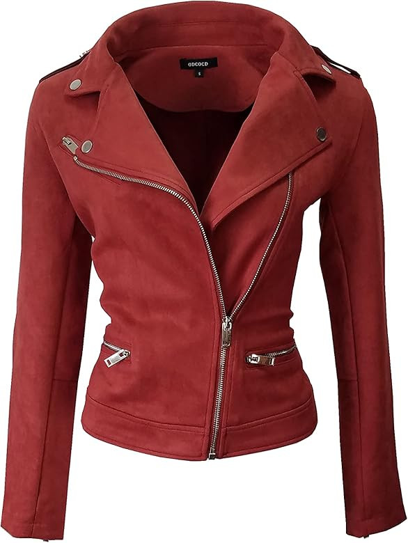 ODCOCD Faux Suede Jacket for Women Long Sleeve Zipper Up Casual Outwear | Amazon (US)