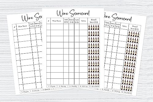 Wine Scorecard, Wine Tasting Party Supplies, 25 Wine Tasting Scorecards, Rate Your Wine | Amazon (US)