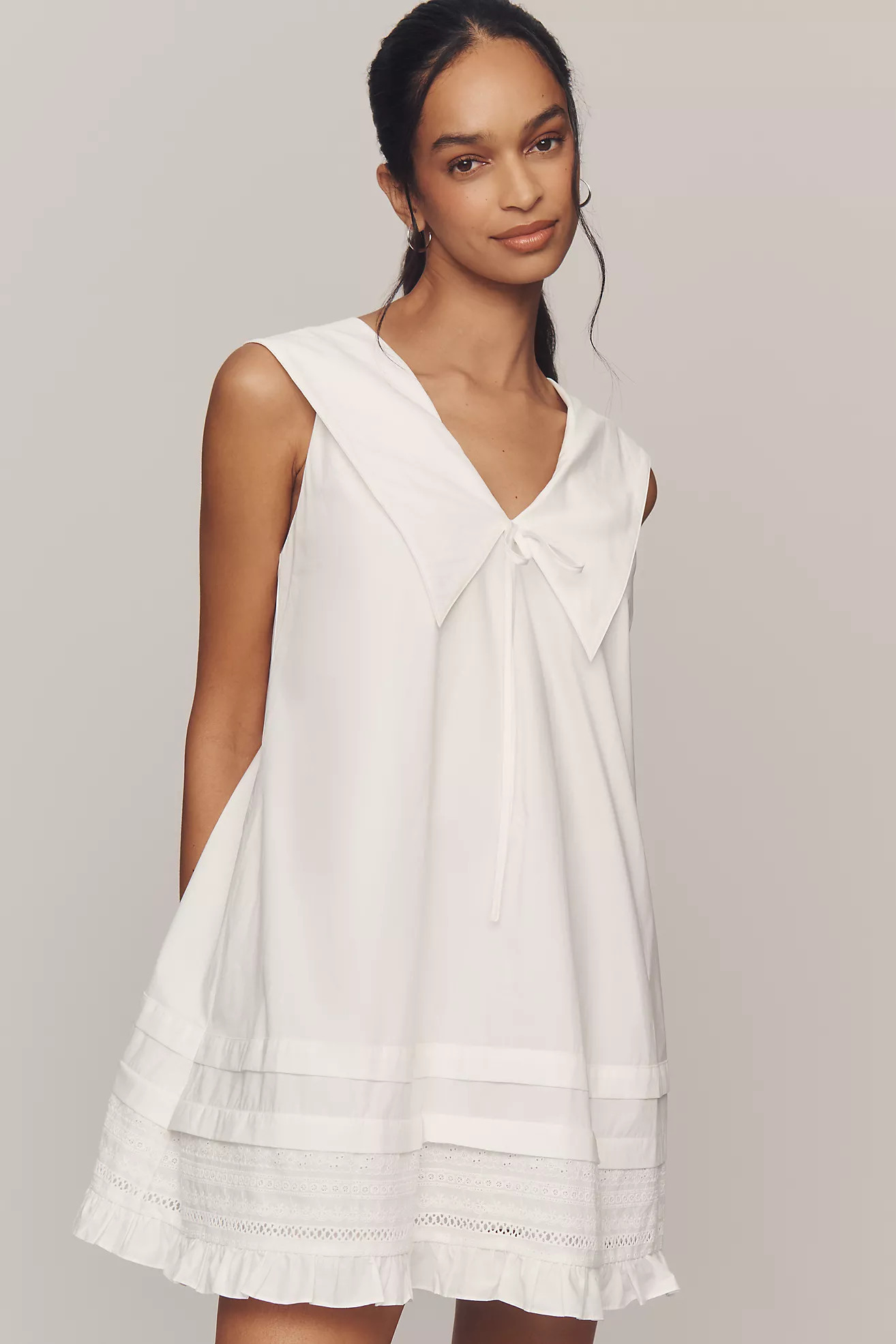 Lisa Says Gah Jenny Cotton V-Neck Mini Dress | Anthropologie (US)