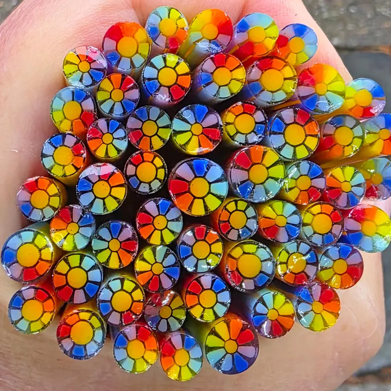 COE 90 Murrini Flower: Around the World in Rainbows - 1 Oz Cane/sticks - Etsy | Etsy (US)