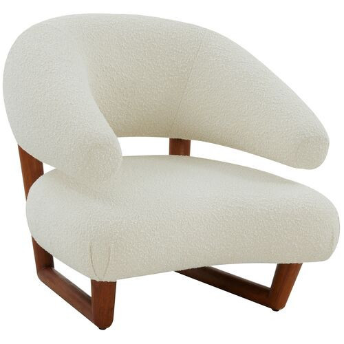 Alea Boucle Accent Chair - Ivory/Brown, Comfortable, Durable | One Kings Lane
