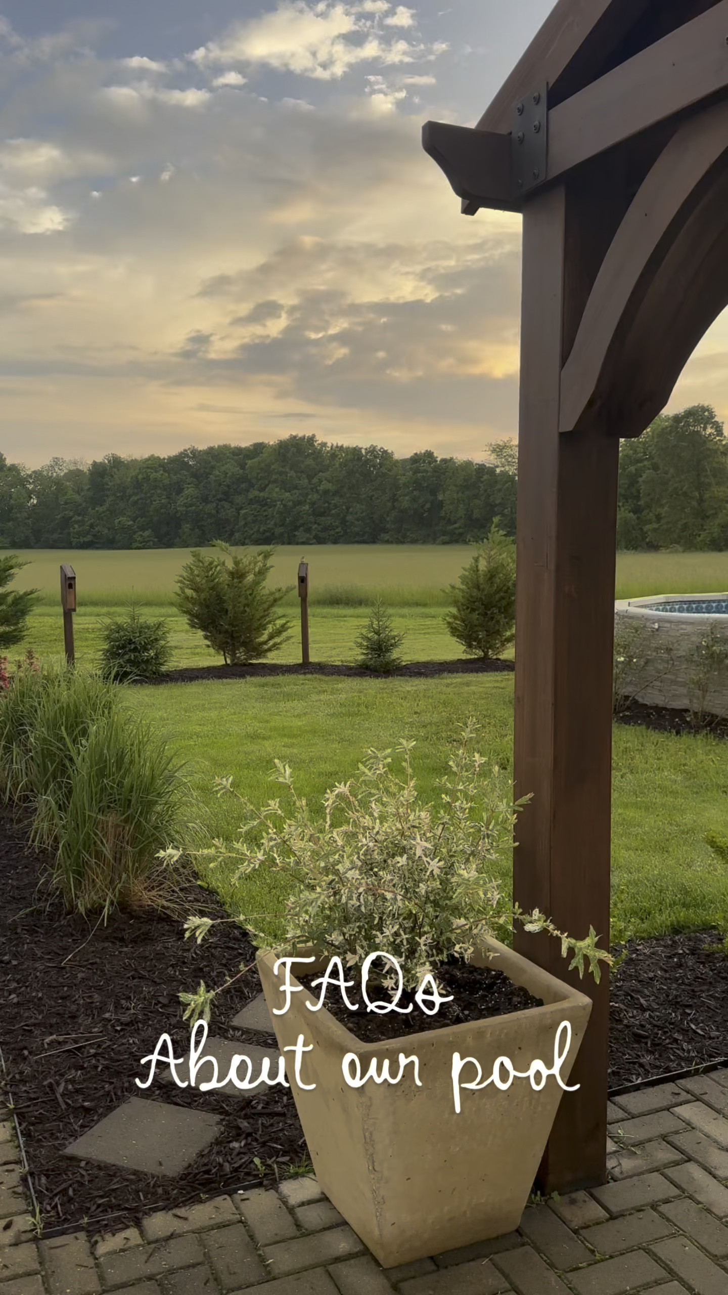 Our pool is the royal swimming pools above ground 15x 30 oval

We have the novik dry stack faux stone from Lowe’s in the color limestone  

#LTKHome #LTKSeasonal