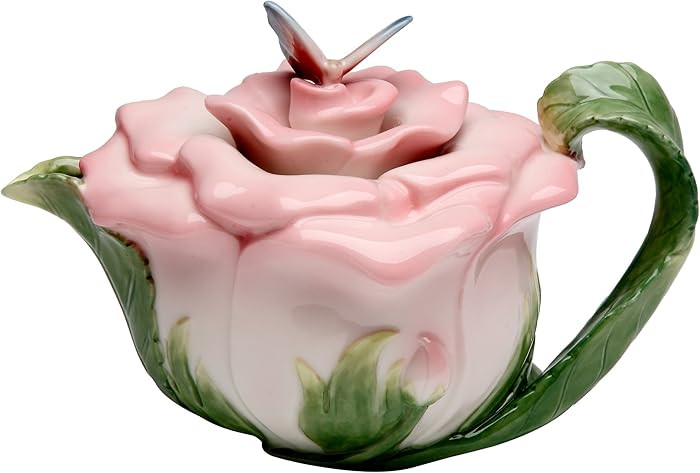 Cosmos Gifts, Butterfly on Rose Teapot, Ceramic, 5-1/2 Inches High | Amazon (US)