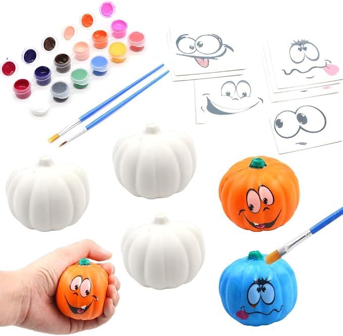 BEIGUO Halloween Crafts Paint Your Own Squishy Pumpkin 6 Pack Slow Rising Halloween Pumpkin with ... | Amazon (US)
