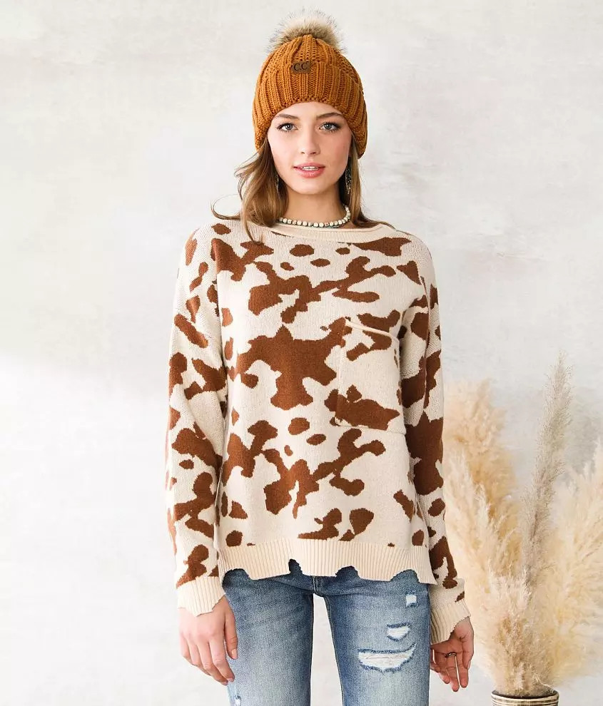 Cow Print Sweater | Buckle
