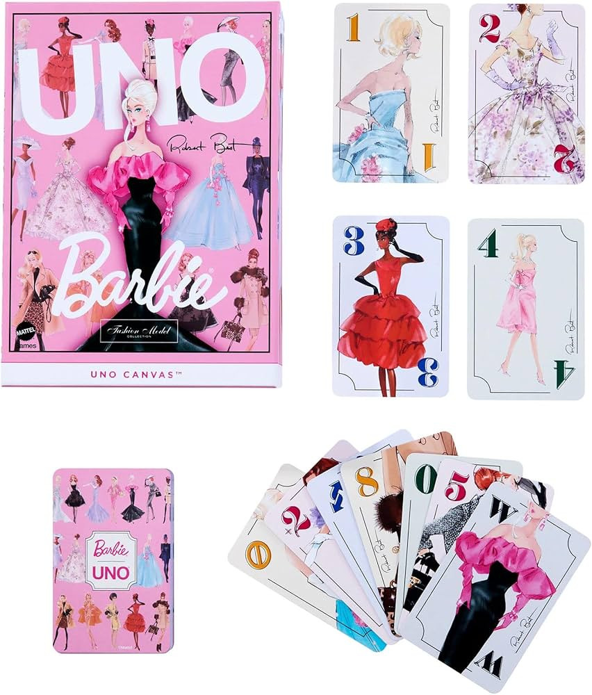 UNO Barbie Fashion Model Collection 65th Anniversary Limited Edition Card Game, 112 Cards, Pink B... | Amazon (US)