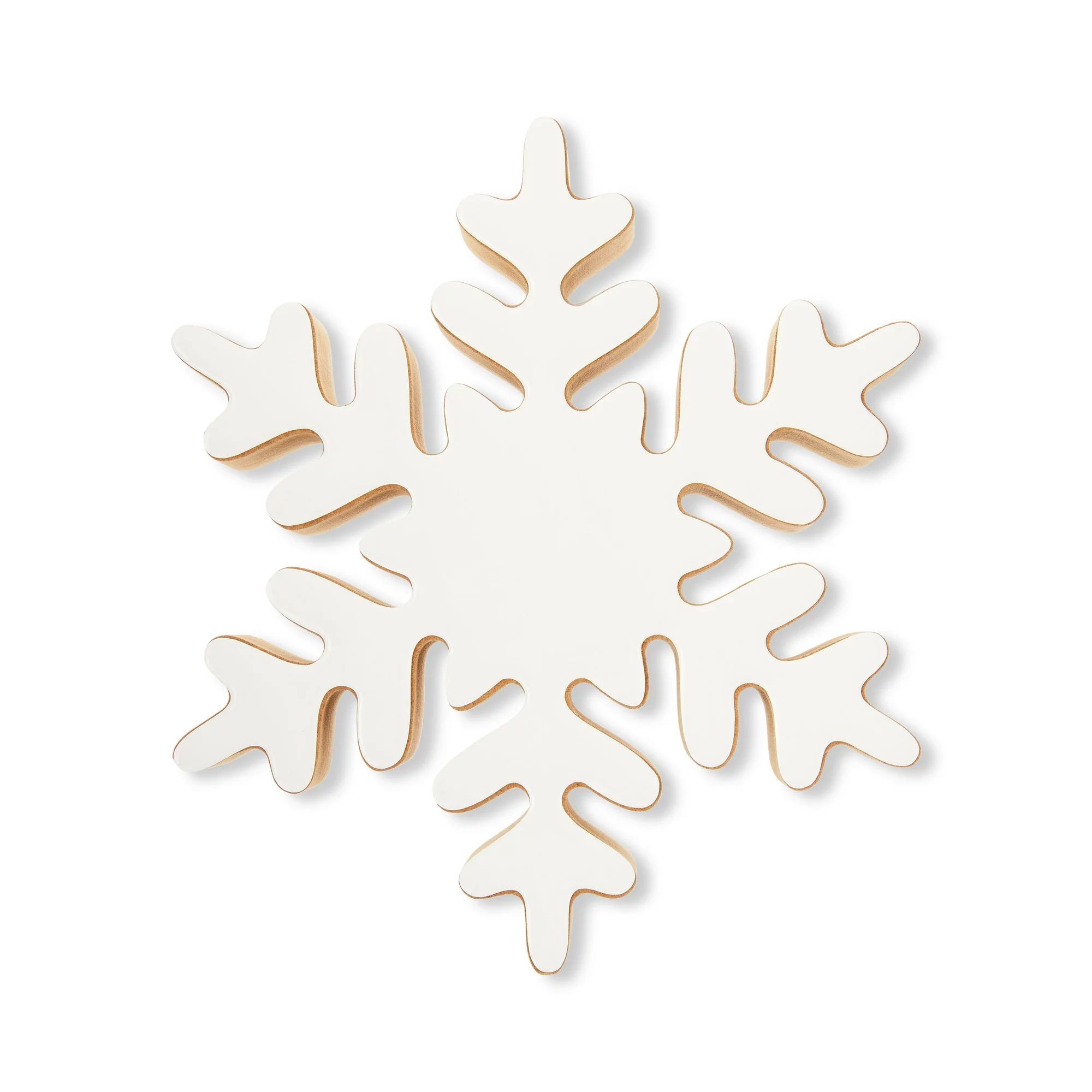 8 in x 7 in Large Wood Snowflake Christmas Decoration, White, by Holiday Time | Walmart (US)