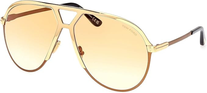 Tom Ford XAVIER FT 1060 Shiny Gold/Brown Shaded 64/14/135 men Sunglasses | Amazon (US)