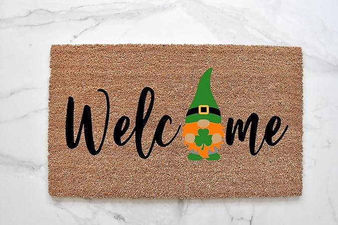 St Patrick's Gnome Doormat, St Patricks Day Doormat, Gnome Decor, Welcome Mat, St Patrick's Day D... | Amazon (US)