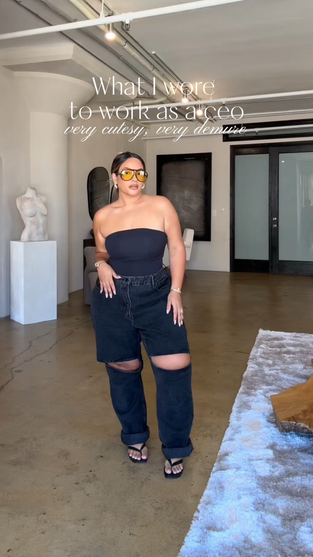 What I wore to work as a CEO. I’m wearing a size L in the top and the jeans are old/sold out from Good American, so I linked similar styles 🫶🏽

#LTKStyleTip #LTKMidsize #LTKVideo