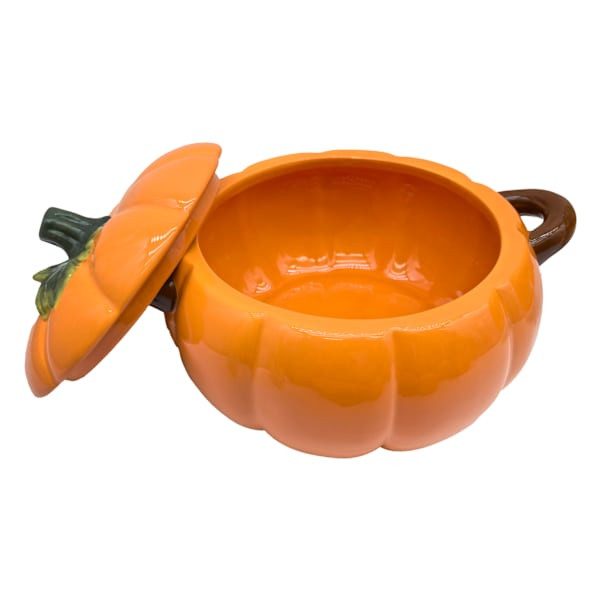 Orange Ceramic Pumpkin Shaped Soup Tureen | At Home