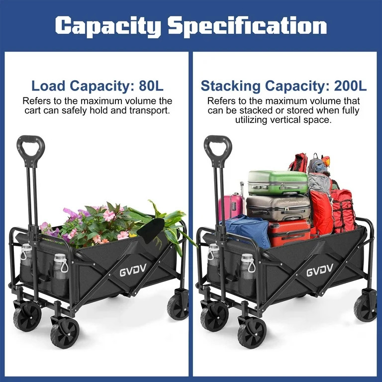 GVDV Collapsible Wagon Cart, Portable Utility Wagon for Camping, Beach, Picnic, Shopping, Sports,... | Walmart (US)