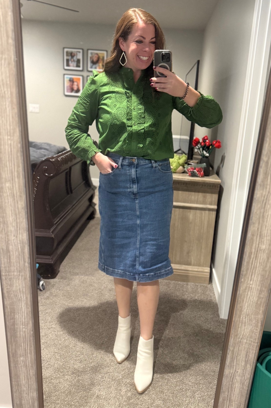 I couldn’t resist this green top from Boden. In an 8. 

#LTKMidsize #LTKShoeCrush #LTKWorkwear