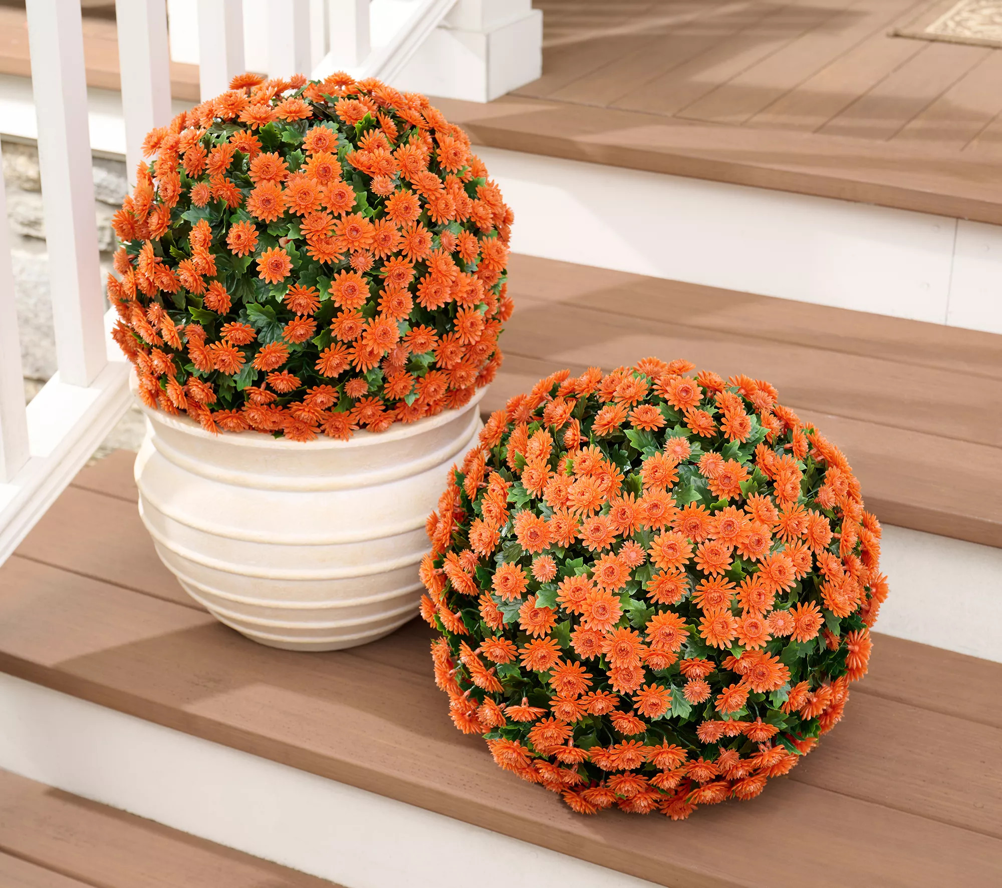 Wicker Park Set of 2 Oversized Faux Floral Spheres - QVC.com | QVC