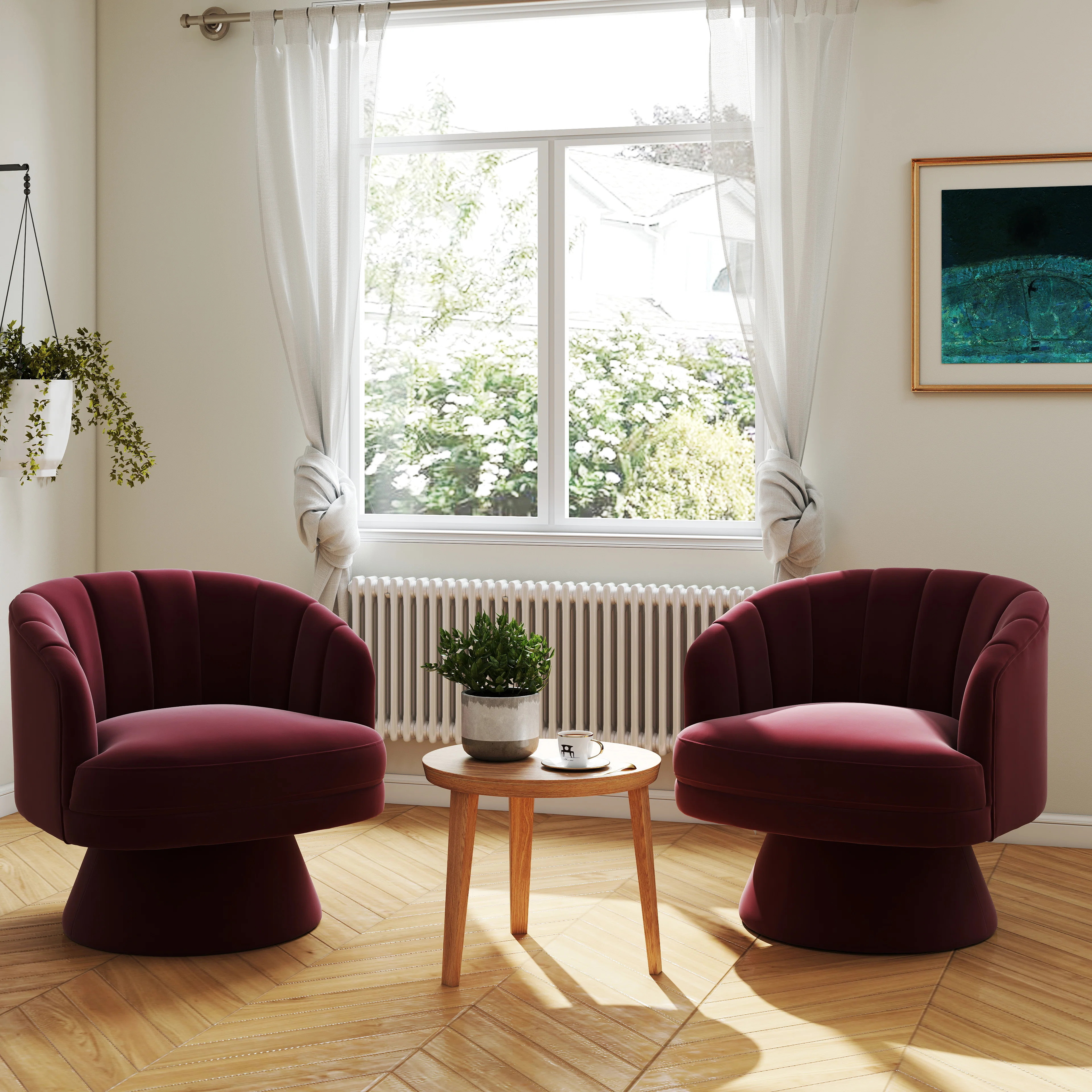 Murrow Velvet Swivel Barrel Chair(Set of 2) | Wayfair North America