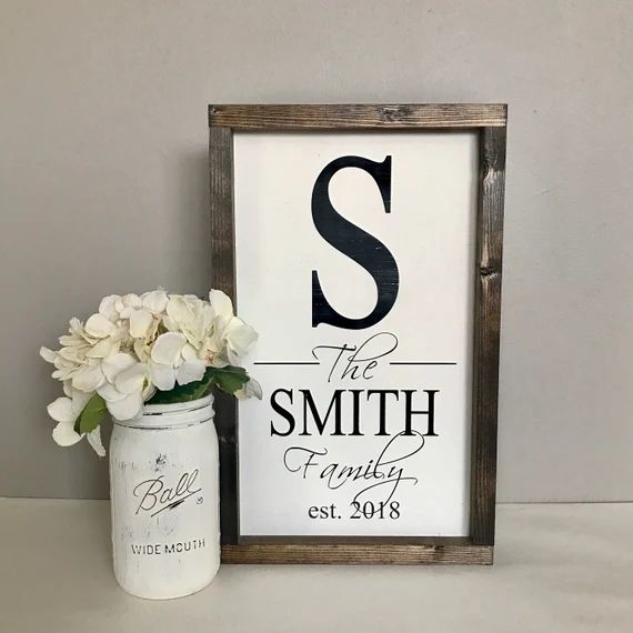 Family Name Sign-Established Sign-Monogram-Fixer Upper-Last Name Sign-Farmhouse Sign-Personalized... | Etsy (US)
