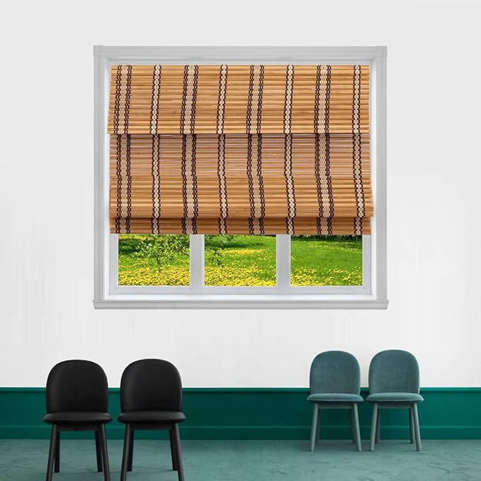 TJ GLOBAL Cordless Flatstick Bamboo Roman Window Blind Sun Shade, Light Filtering Shades with 7-I... | Amazon (US)