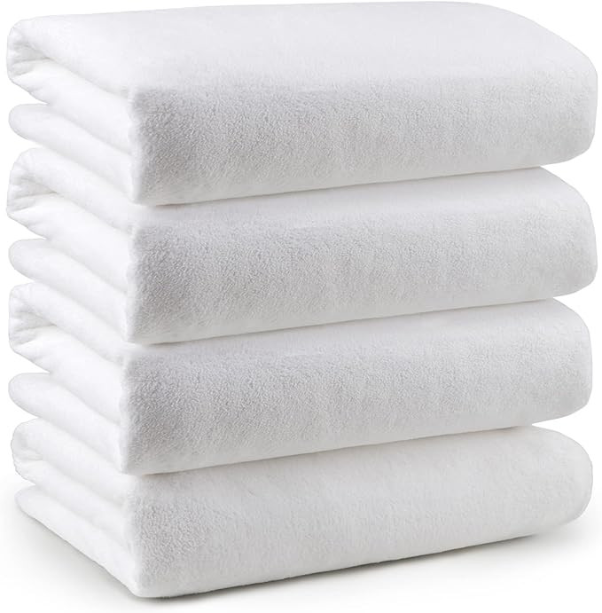 Orighty Bath Towel Pack of 4(27’’ x 54’’) - Soft Feel White Bath Towel Sets, Highly Absor... | Amazon (US)