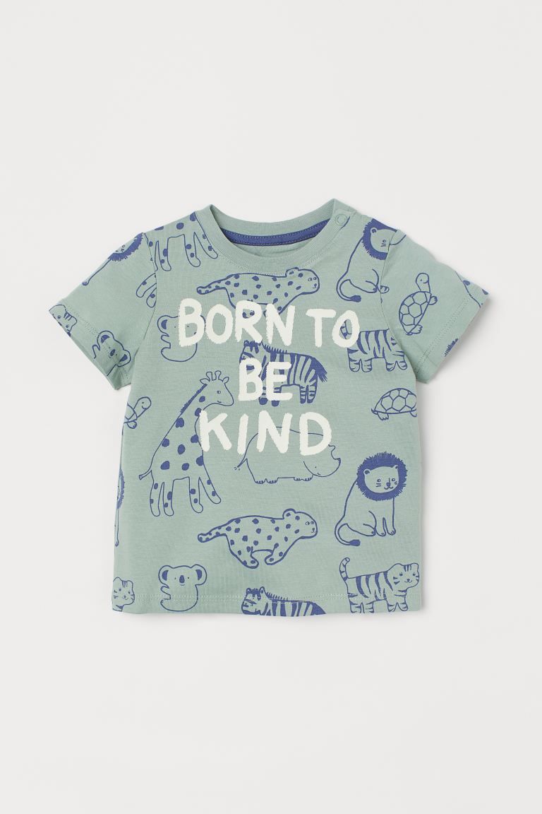 T-shirt in soft cotton jersey with a snap fastener on one shoulder (sizes 1½-4Y without snap fas... | H&M (US + CA)