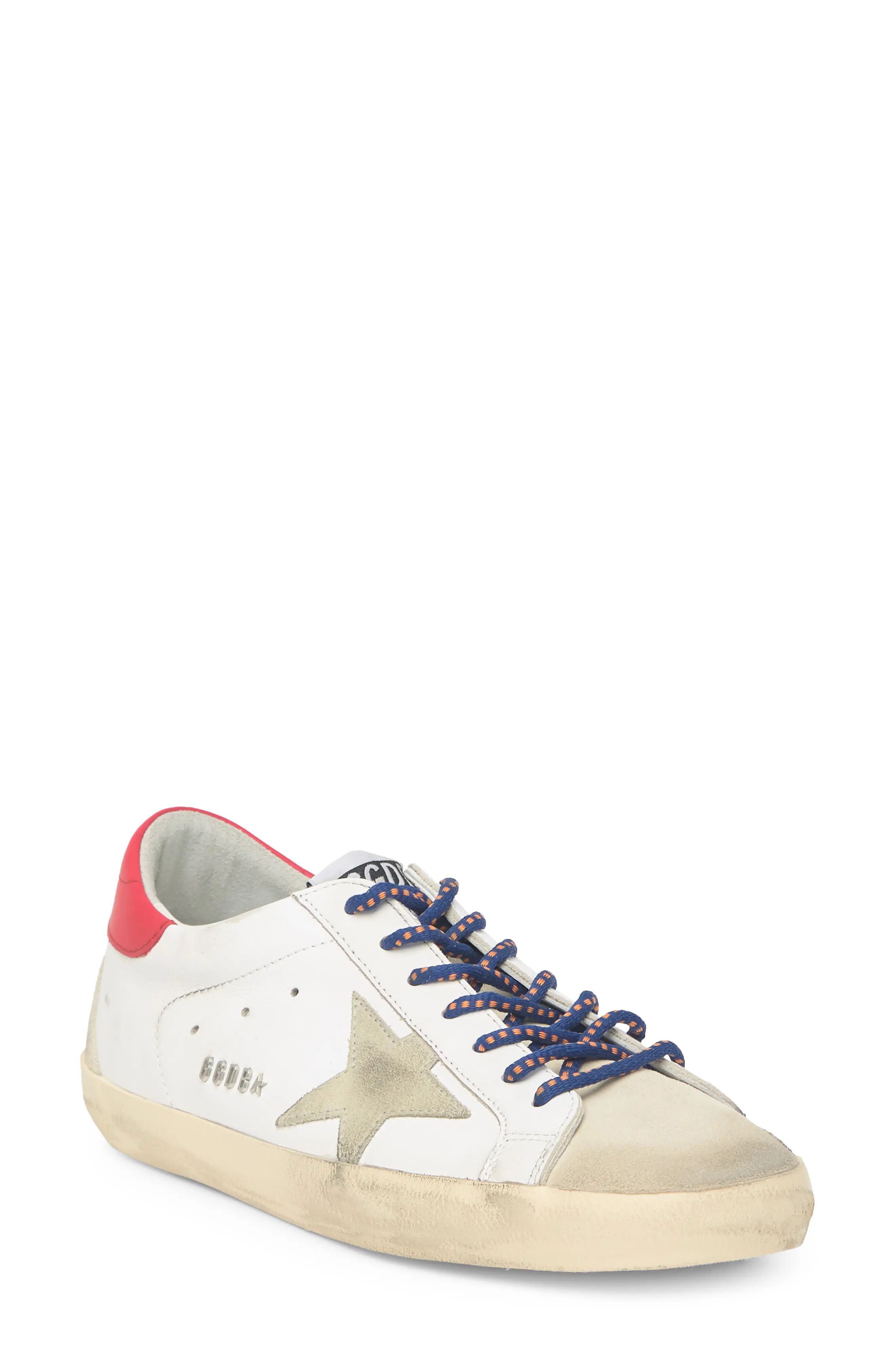 Golden Goose Super-Star Low Top Sneaker, Size 7Us in White/Ice/Seed Pearl/red at Nordstrom | Nordstrom