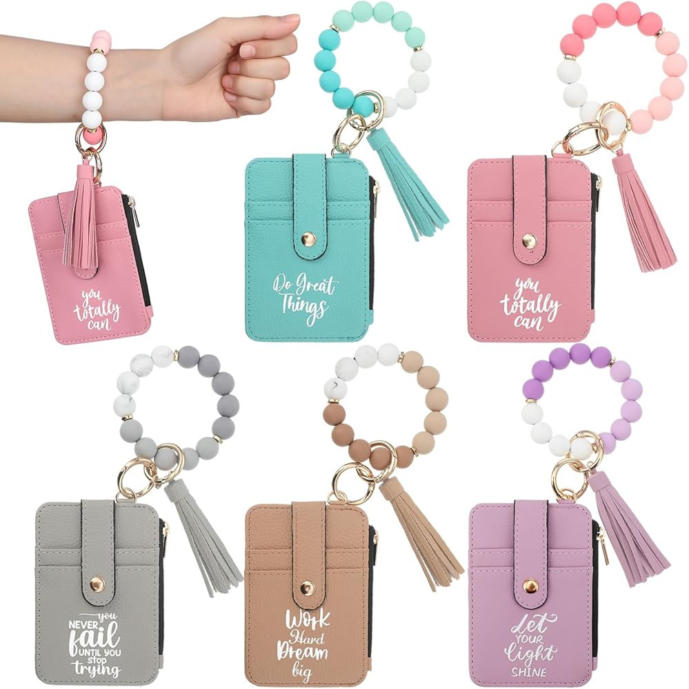 Sadnyy 5 Pcs Bracelet Wristlet Wallets Gifts Bulk Credit Card Holder Tassel Keychain Purse Inspir... | Amazon (US)