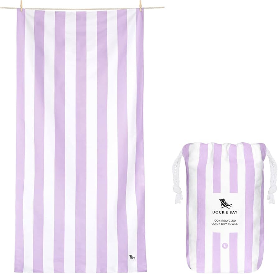 Dock & Bay Beach Towel - Quick Dry, Sand Free - Compact, Lightweight - 100% Recycled - Includes Bag - Cabana Light - Lombok Lilac - Large (160x90cm, 63x35) | Amazon (US)