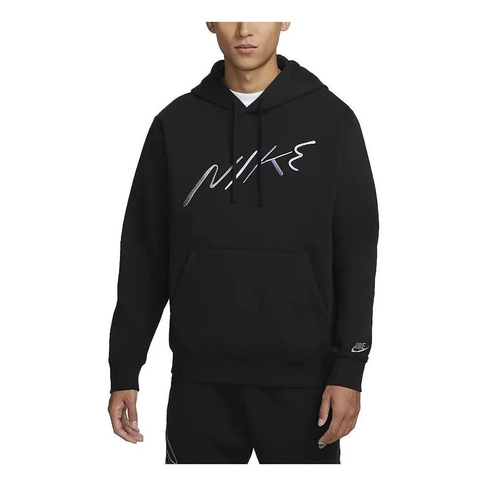Nike Club Fleece Logo Hoodie 'Black White' FB7489-010 | KICKS CREW