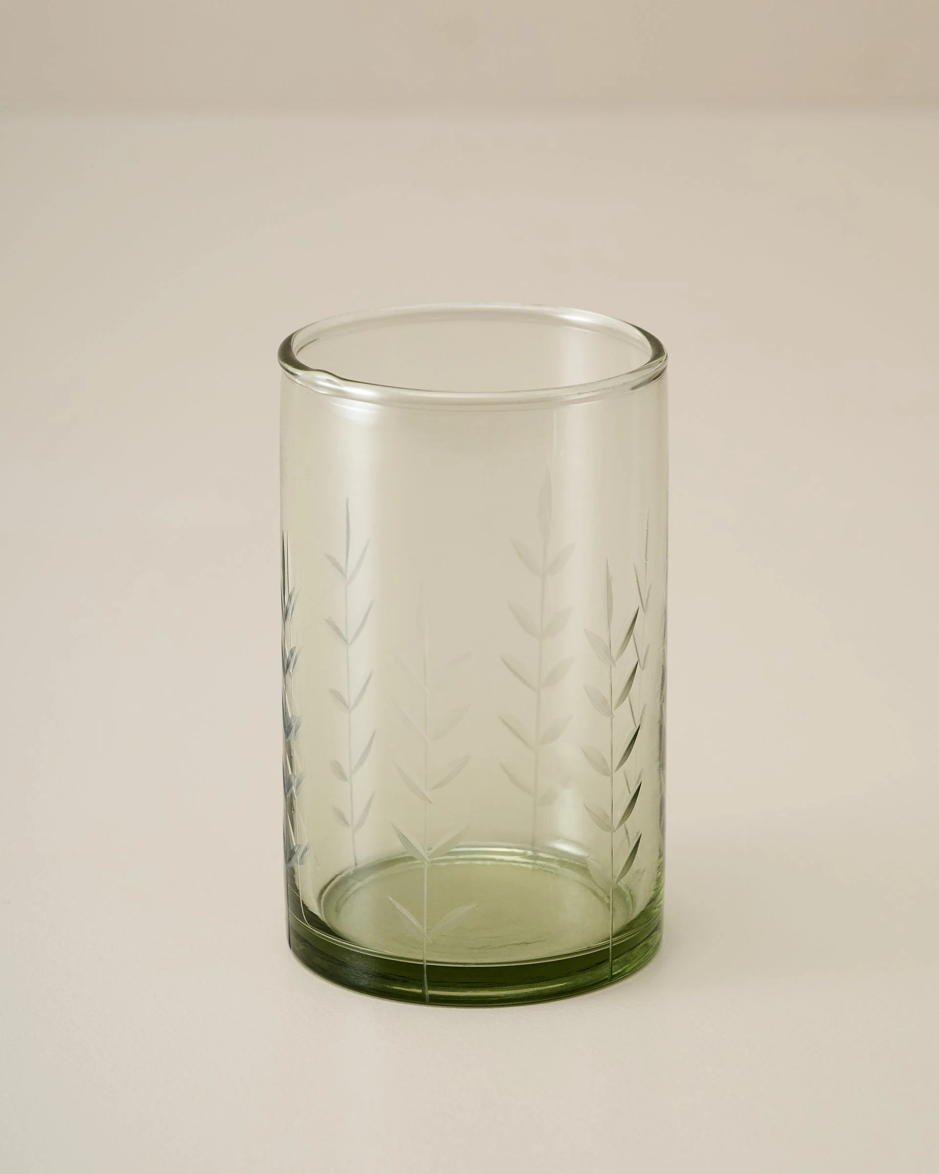 Recycled Etched Glass Tumbler, Green | Magnolia