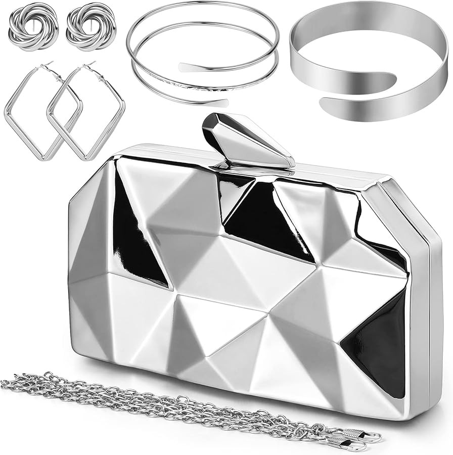 5 Pcs Clutch Purse for Women Evening Prom Purses Metallic Handbag for Valentines Wedding Banquet ... | Amazon (US)
