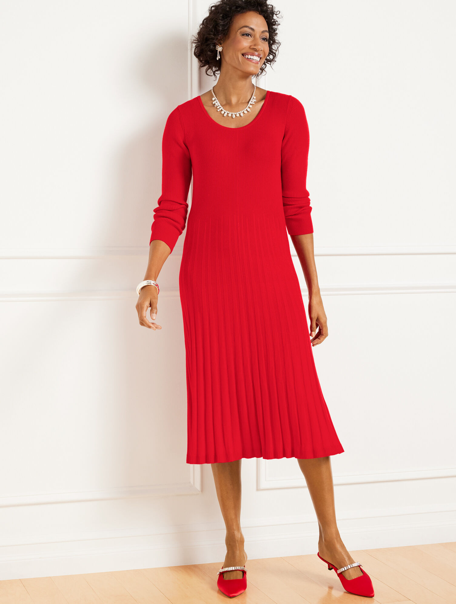 Ribbed Fit & Flare Sweater Dress | Talbots