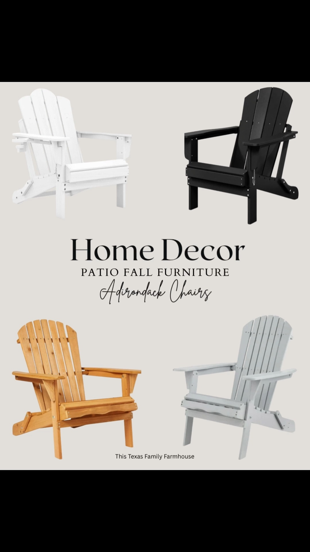 Walmart Adirondack Chairs! The perfect patio furniture for fall or summer and they are currently on sale. 

Fall patio furniture | outdoor living | home decor finds | Walmart home 

#LTKHome #LTKFindsUnder100 #LTKSaleAlert