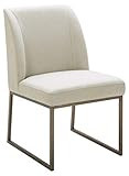 Amazon Brand – Rivet Contemporary Dining Chair with Brass Metal Base, 34"H, Chalk | Amazon (US)