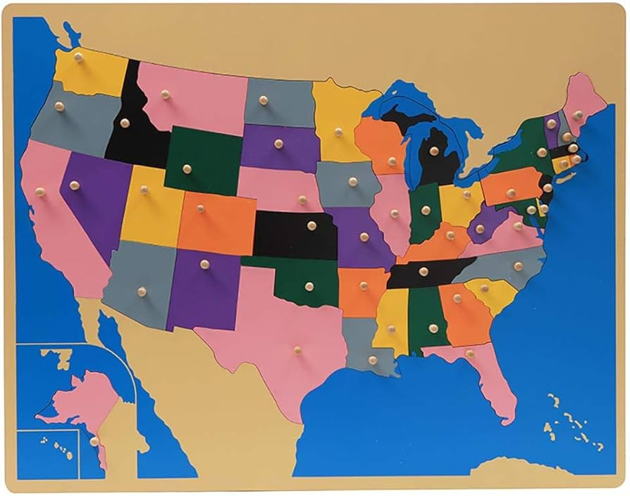 Montessori USA Map Puzzle for Kids with Labeled USA Control Map - Montessori Preschool Geography ... | Amazon (US)