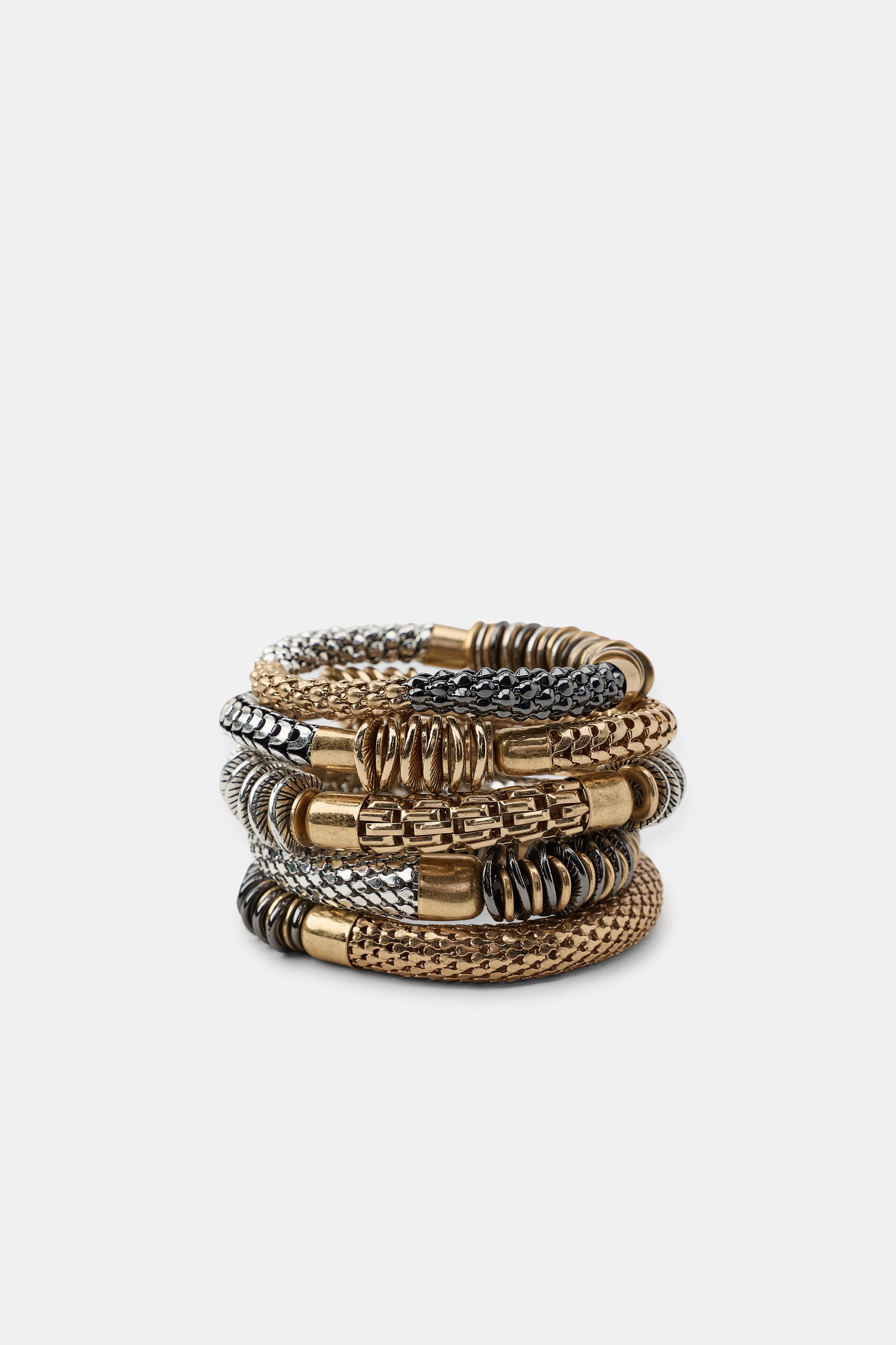 FIVE-PACK OF ELASTIC BRACELETS WITH METAL PIECES | Zara US