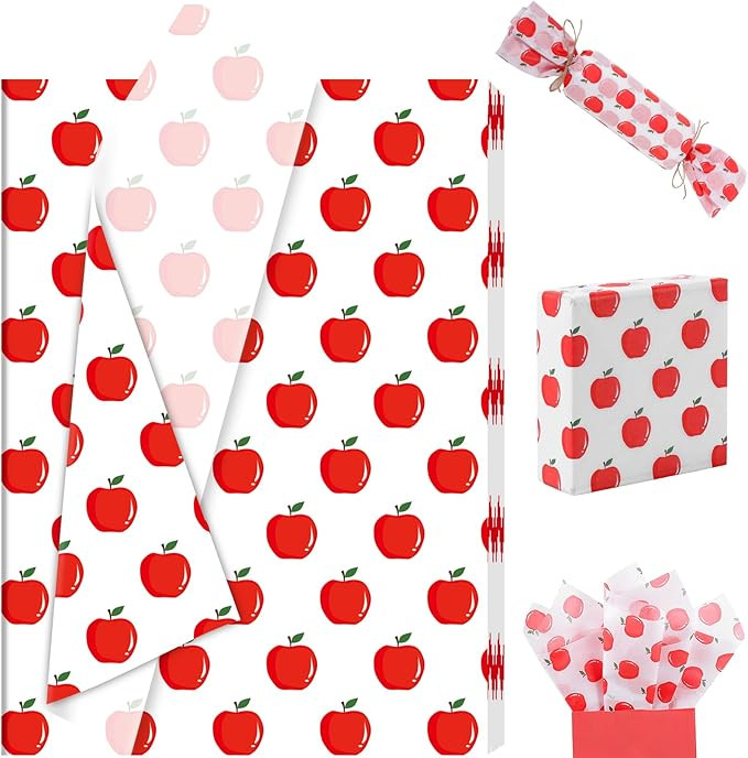 100 Sheets Back to School Apple Tissue Paper, Apples Pattern Wrapping Paper for DIY Crafts Back t... | Amazon (US)