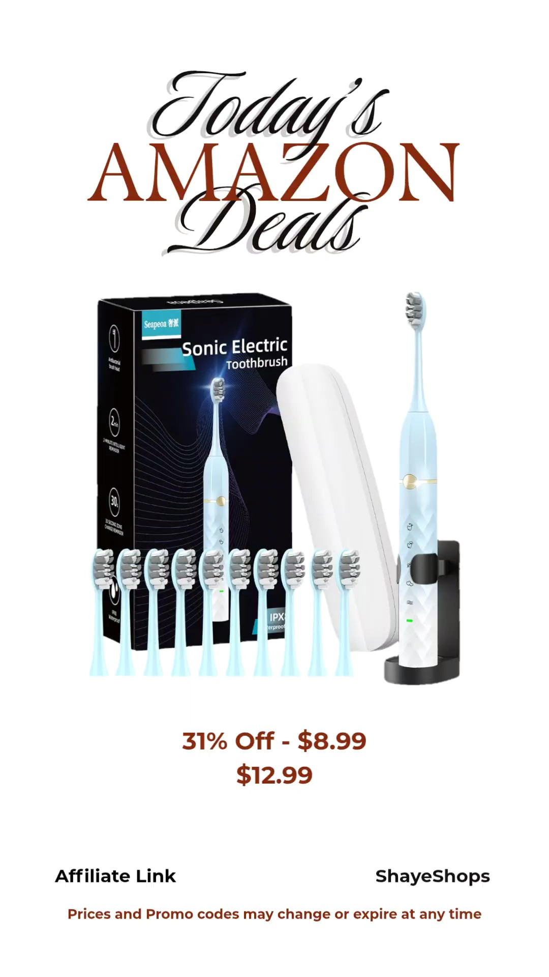 Sonic Electric Toothbrush Set, Equipped with 10 Brush Heads and Travel Case, IPX8 Waterproof, 2-Minute Timer, 42000 High-Frequency Vibrations, 5 Modes, The First Choice for Gift Giving

#LTKHome #LTKSaleAlert #LTKgrwm