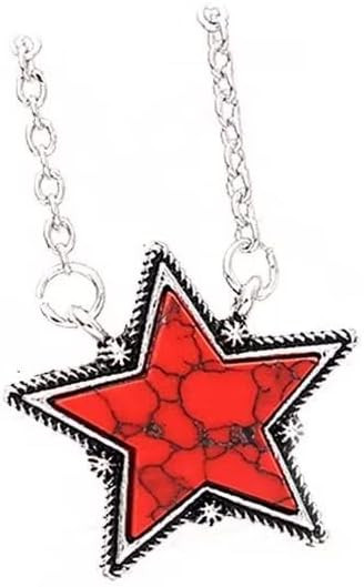 Western Turquoise Pendant Necklace Minimalist Lightning Bolt Star Necklace Pine Stone Chain Adjus... | Amazon (US)