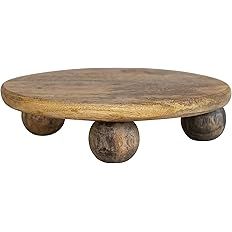 Creative Co-Op 9.75 Inches Round Hand-Carved Mango Wood Cake, Natural Pedestal | Amazon (US)