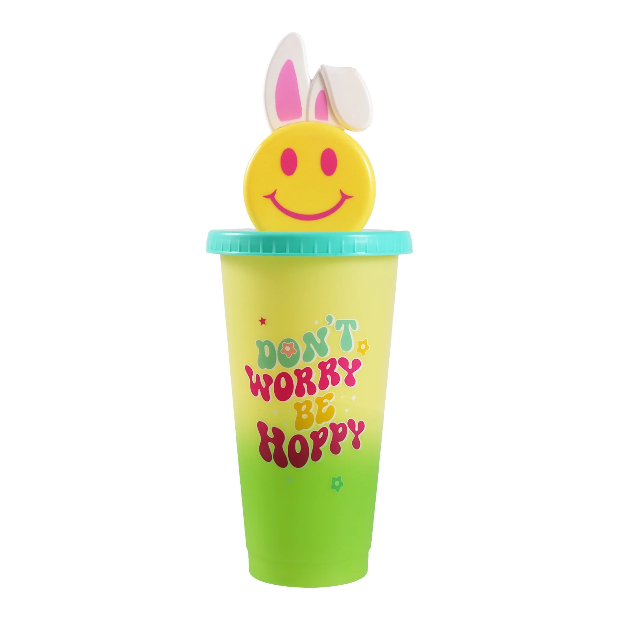 Easter Color-Changing Character Tumbler, 25 fl oz, Smiley Face with Bunny Ears, Yellow to Green, ... | Walmart (US)