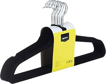 Amazon Basics Slim, Velvet, Non-Slip Suit Clothes Hangers, Black/Silver - Pack of 50 | Amazon (US)