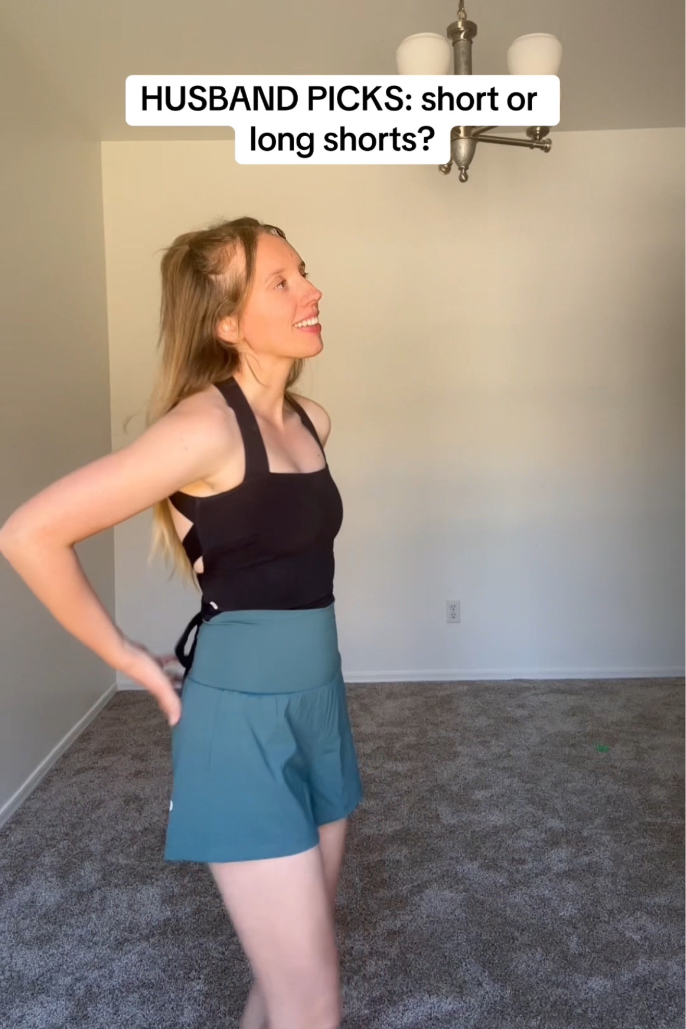 Husband picks which version of @halara_official 
shorts: Short or Longer version🧘🏼‍♀️ 

#halara #halarashorts #husbandwife #heightdifference #activewear #couples #relationships #workoutshorts

#LTKfitness #LTKstyletip