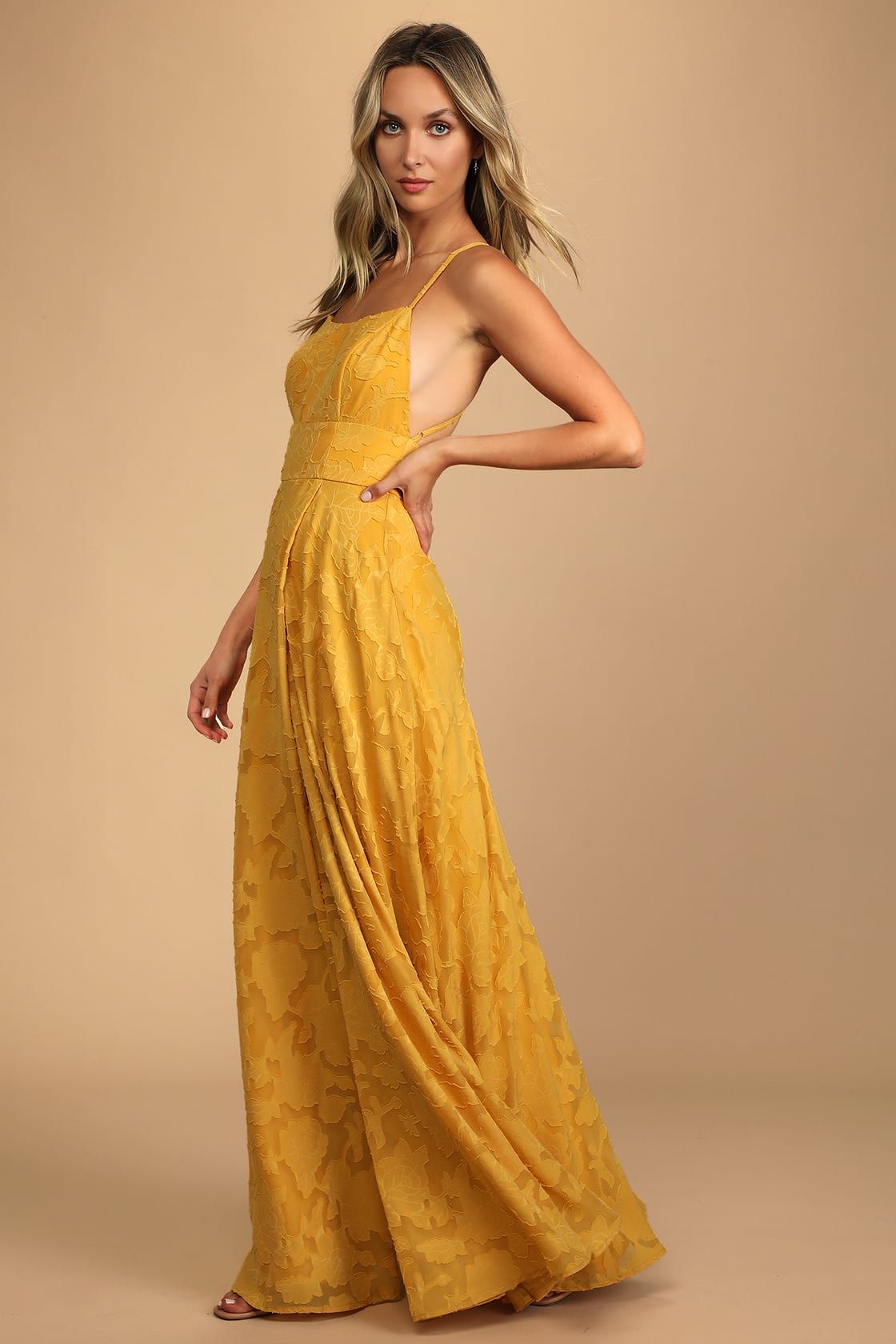 Let There Be Romance Marigold Burnout Floral Maxi Dress | Lulus (US)