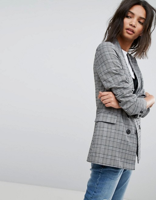 Stradivarius Check Double Breasted Blazer | ASOS UK