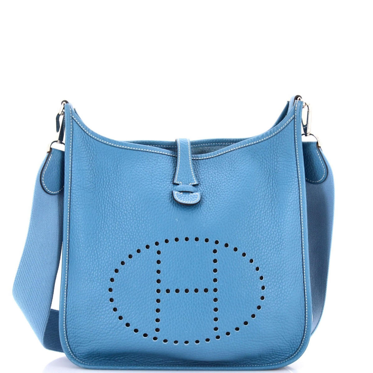 Pre-Owned HERMES Pm Evelyne Bag Gen Ii Clemence - Blue | Macy's