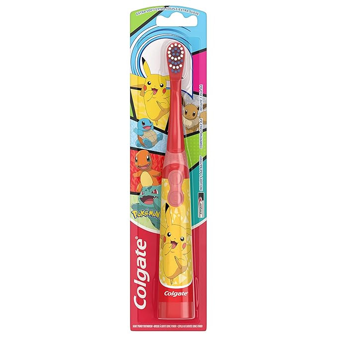 Colgate Kids Battery Powered Toothbrush, Kids Battery Toothbrush with Included AA Battery, Extra ... | Amazon (US)