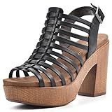 WHITE MOUNTAIN Shoes Astonish Women's Platform Heel Sandal, Black/Burn/Smooth, 7 M | Amazon (US)