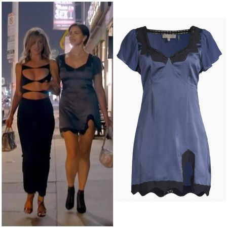 Katie Maloney’s Blue and Black Satin and Lace Mini Dress (Lala Kent’s Bodysuit if from White Fox Boutique)