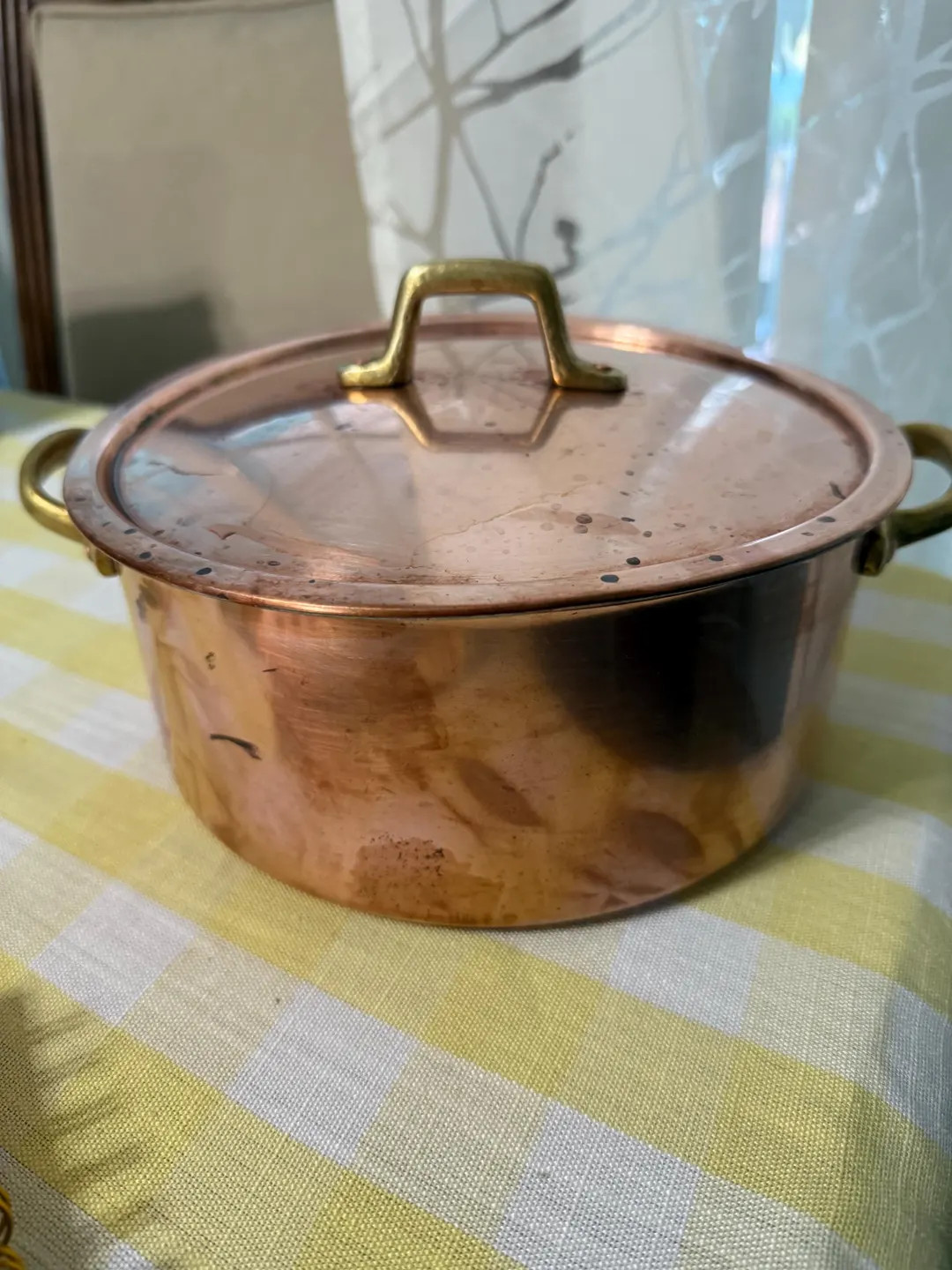 8.75 Diameter Copper Pot With Brass Handles!!vintage!!! - Etsy | Etsy (US)